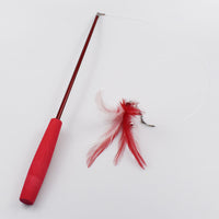 HKM-8558269 Telescopic Cat Fishing Rod with Feather - Extendable 38-98cm, Multiple Colors Available