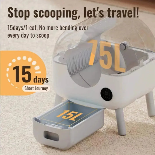 HKM-855827 Extra Large Intelligent Self-Cleaning Litter Box with App Control for Multiple Cats