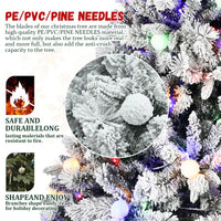 HKM-855827 Pre-Lit Flocked Christmas Tree with 1000-1500 LED Lights and Decorative Ornaments, Hinged Branch Design for Indoor/Outdoor Use
