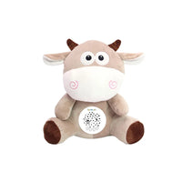 HKM-856019 Calming Plush Cow Doll with Soothing Music and Night Projection for Infants and Toddlers
