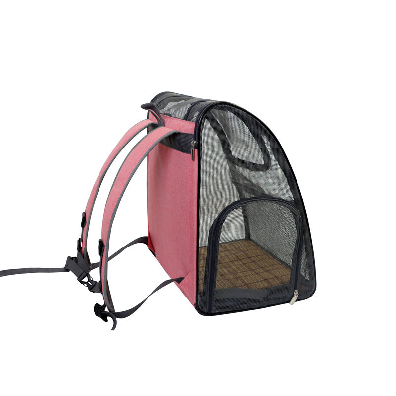 HKM-8560701 Portable Foldable Mesh Pet Carrier Bag for Travel - Oxford Cloth, Medium Hardness, Available in Pink and Blue