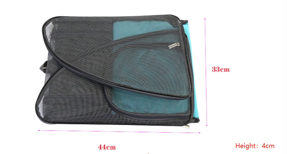 HKM-8560701 Portable Foldable Mesh Pet Carrier Bag for Travel - Oxford Cloth, Medium Hardness, Available in Pink and Blue