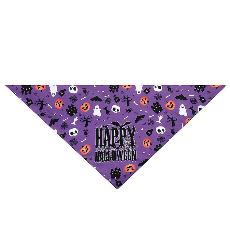 HKM-8560829 Halloween Pet Triangle Scarf - Polyester Saliva Towel, 70x48x48cm, Various Styles