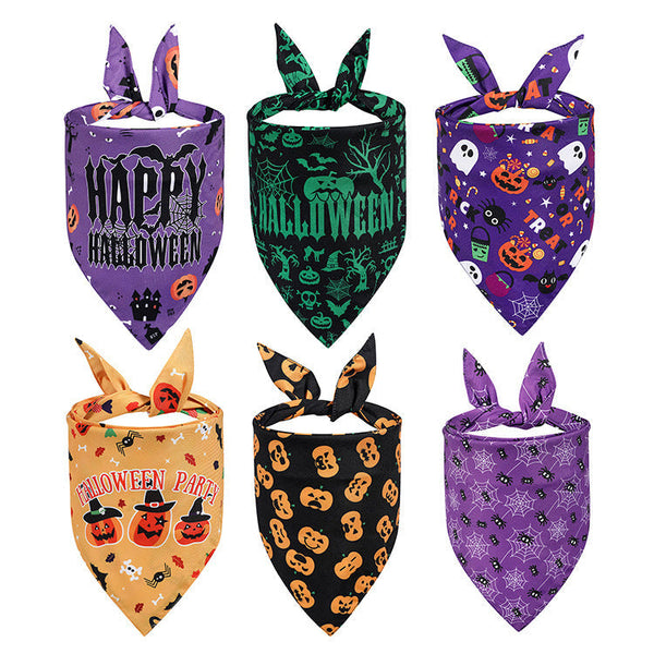 HKM-8560829 Halloween Pet Triangle Scarf - Polyester Saliva Towel, 70x48x48cm, Various Styles