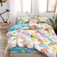 HKM-856211 Four-Piece Polyester Bedding Set with Quilt Cover for Apartment and Dorm Use