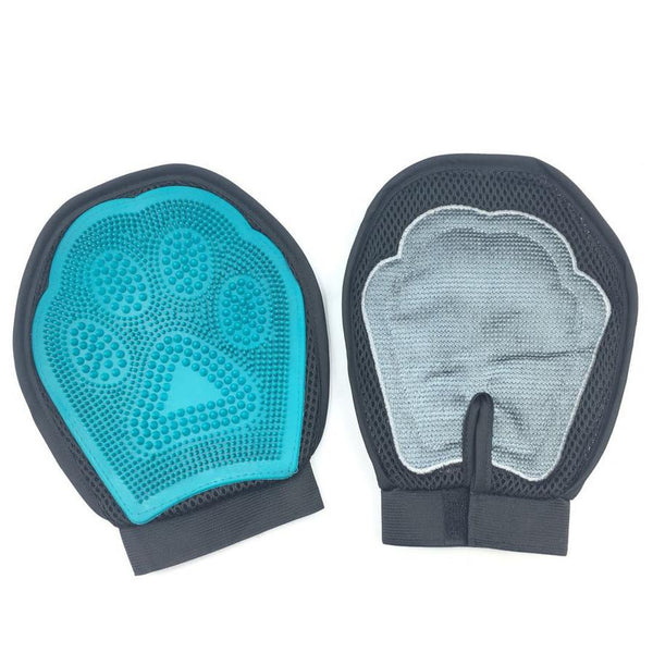 HKM-856275 Two-in-One Double-Sided De-Floating Rubber Pet Bath and Massage Brush with Gloves