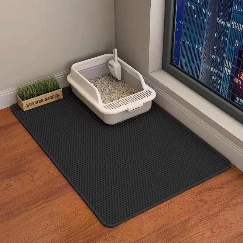 HKM-856403 Double Layer Cat Litter Mat with Anti-Tracking Design - Stain Resistant, Multiple Sizes Available