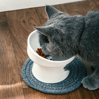 HKM-8565181 High-Foot Ceramic Pet Bowl with Elegant Patterns in White, Black, and Floral Designs