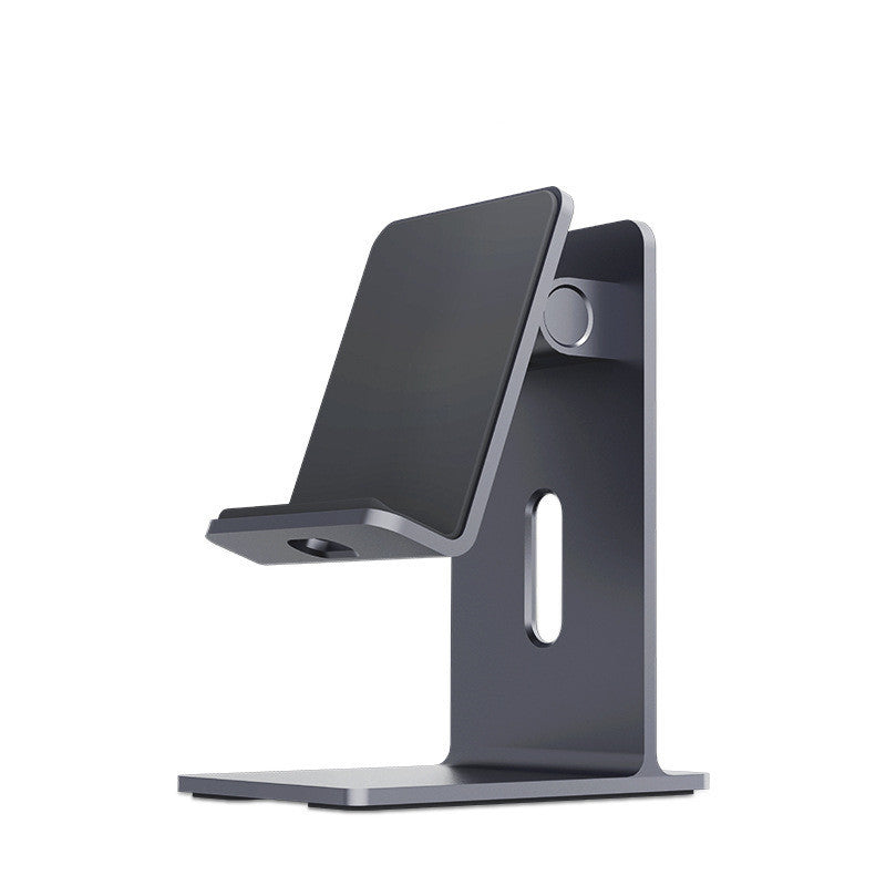 HKM-856595 Adjustable Alloy Mobile Phone Holder for Desktop Use in Dark Space Gray and Streaming Silver