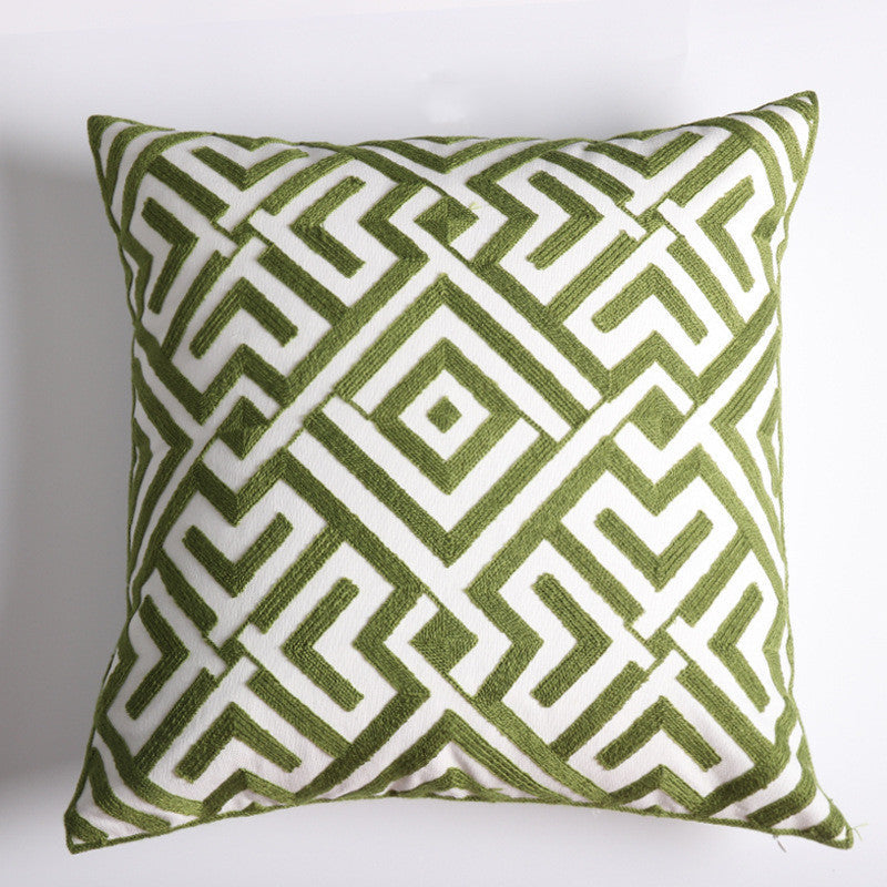 HKM-856595 Geometric Floral Cotton Throw Pillow Cover for Living Room – 45x45cm