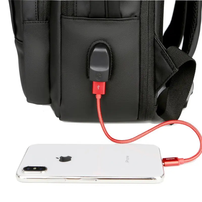 HKM-856595 Multi-Functional Waterproof Laptop Backpack with USB Charging Port for Business and Travel