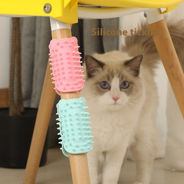 HKM-8567613 Cat Ear Petting Post with Silicone Cleaning Function in Multiple Color Options