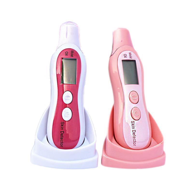 HKM-856787 Digital Beauty Moisture and Oil Tester Pen - Compact Skin Hydration Analyzer in White and Pink