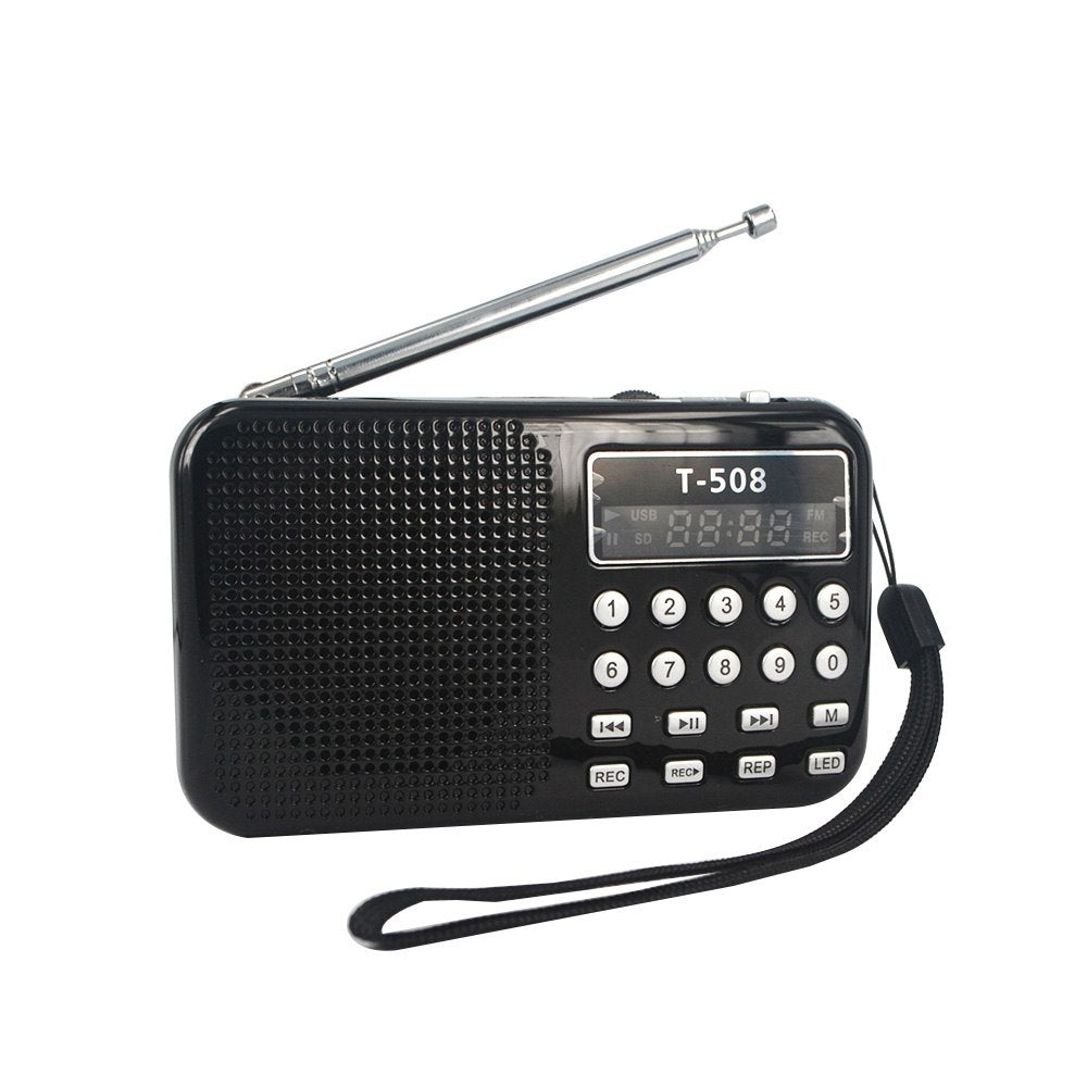 HKM-856851 Mini Portable Dual Band Rechargeable Stereo Speaker with LED Display and FM Radio, Compatible with Multiple Devices