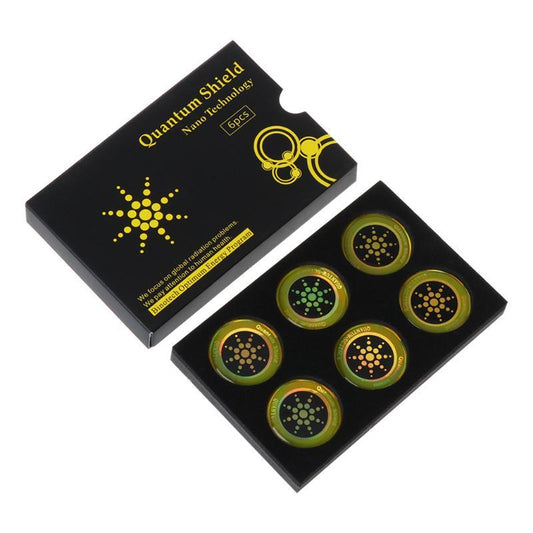 HKM-856915 Cell Phone Radiation Protection Stickers – Nano-Anion Silicone, 6 Pack, Round Design, Reduces Radiation Emissions and Extends Battery Life