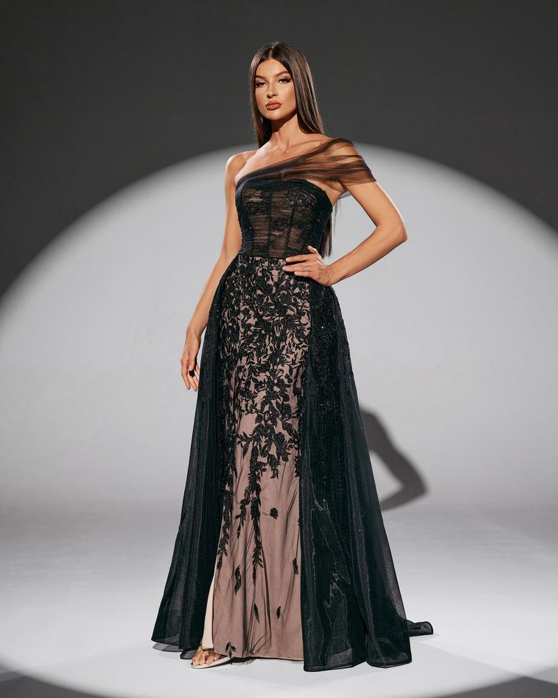 HKM-856915 Elegant Black Evening Gown with Sophisticated Design for Women