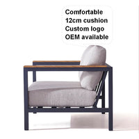 HKM-857235 Teak Wood Armrest Sectional Sofa Set with Aluminium Frame for Outdoor Patio and Garden