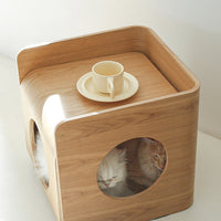 HKM-8572989 Wooden Pet Bed with Removable and Washable Design for Cats in Multiple Colors
