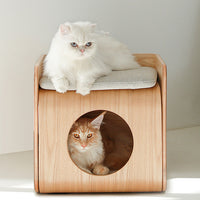 HKM-8572989 Wooden Pet Bed with Removable and Washable Design for Cats in Multiple Colors