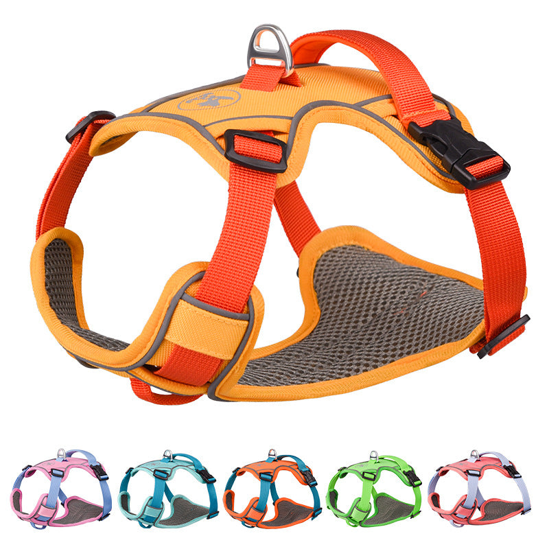 HKM-8574013 Large Anti-Slip Pet Chest Harness with Traction Rope in Various Colors