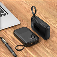 HKM-857427 Compact 10000mAh Multi-USB Power Bank in Black, White, and Green with Polymer Lithium Battery