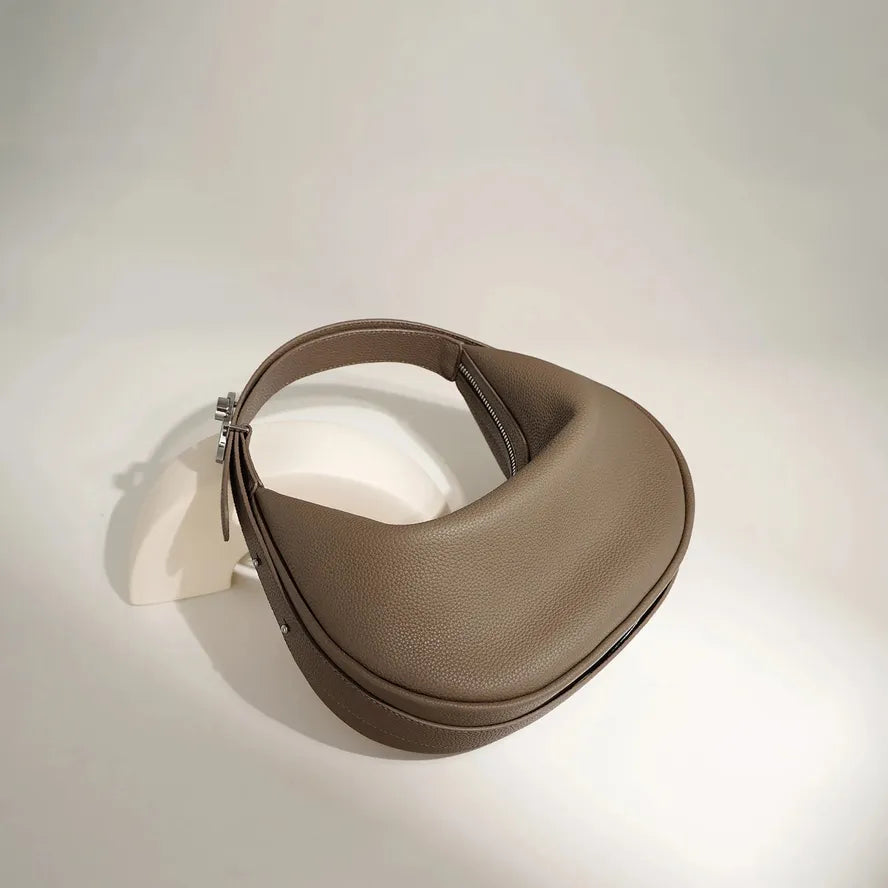 HKM-857427 Half Moon Shoulder Bag in Genuine Leather with Retro Design - Available in Multiple Colours