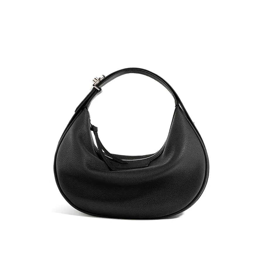 HKM-857427 Half Moon Shoulder Bag in Genuine Leather with Retro Design - Available in Multiple Colours