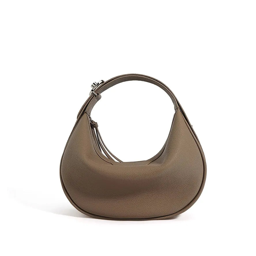 HKM-857427 Half Moon Shoulder Bag in Genuine Leather with Retro Design - Available in Multiple Colours