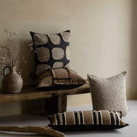 HKM-857491 Luxury Linen Cotton Blend Decorative Pillow Cover - Simple Brown Khaki Cushion Case for Sofa and Chair