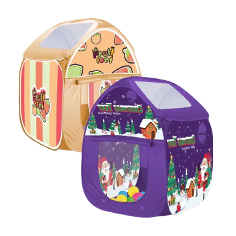 HKM-857619 Folding Christmas Tent for Kids - Indoor/Outdoor Playhouse with Ball Pool - Ages 2-13
