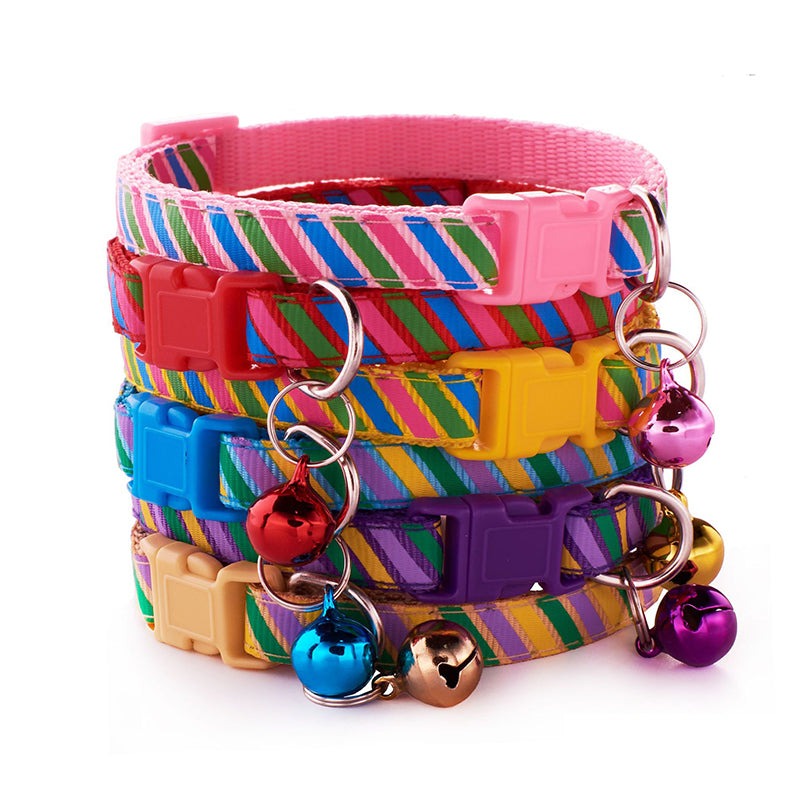 HKM-8576701 Twill Printed Pet Collar with Adjustable Bell, 1.0cm Width, Fits 19-32cm Neck