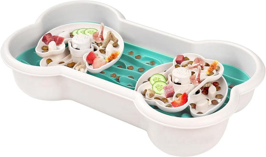 HKM-857875 Anti-Choking Slow Feeder Dog Bowl with Rotating Trays for Healthy Eating Habits - Suitable for Large Breeds