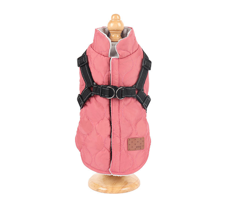 HKM-8579133 Reflective Cotton Vest for Dogs - Soft, Comfortable, Available in Khaki, Rose Red, Black Gray, Multiple Sizes