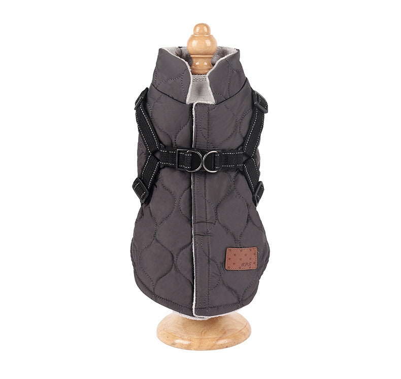HKM-8579133 Reflective Cotton Vest for Dogs - Soft, Comfortable, Available in Khaki, Rose Red, Black Gray, Multiple Sizes