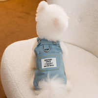 HKM-8579261 Light and Dark Blue Denim Suspender Skirt for Pets - Casual Summer Apparel