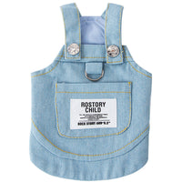 HKM-8579261 Light and Dark Blue Denim Suspender Skirt for Pets - Casual Summer Apparel
