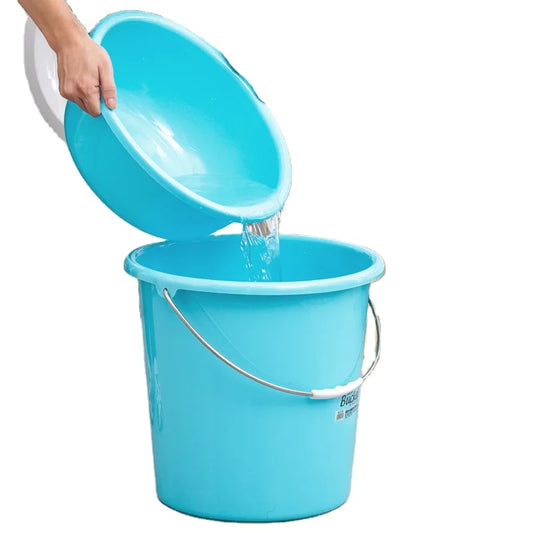 HKM-857939 Round PP Plastic Bucket with Lid for Bathroom and Washroom Use