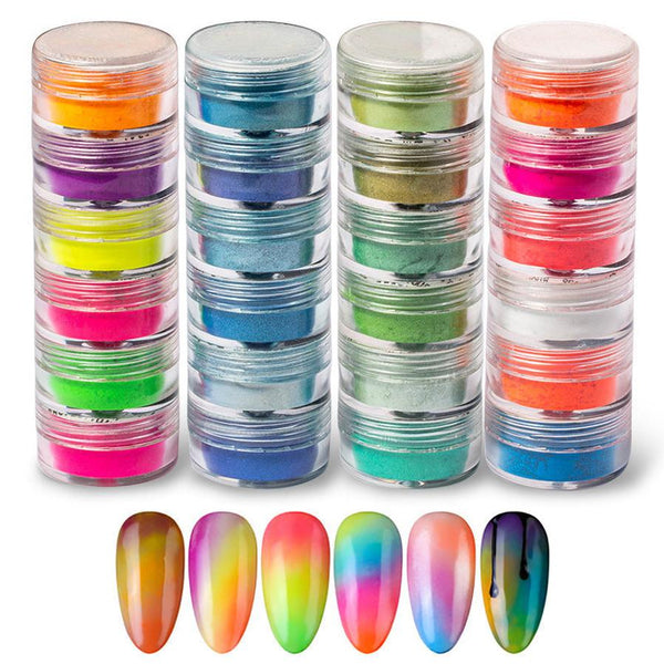 HKM-858003 Fluorescent Pearl Powder Set - 6 Colors for Vibrant Crafting and Decoration