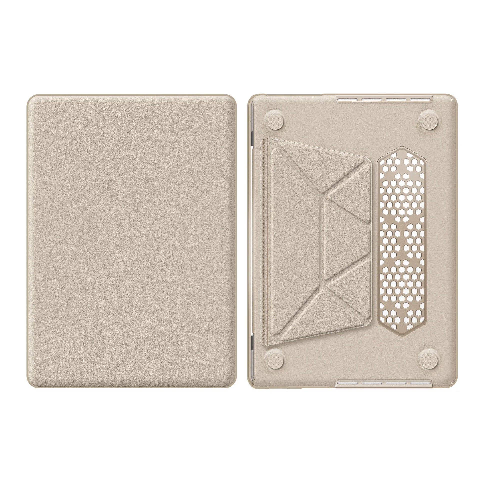 HKM-858067 Gold PU Kickstand Cover for MacBook Pro 14-inch (2021/2023) Models A2442, A2779, A2918, A2992