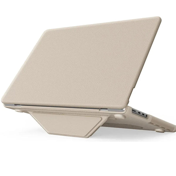 HKM-858067 Gold PU Kickstand Cover for MacBook Pro 14-inch (2021/2023) Models A2442, A2779, A2918, A2992