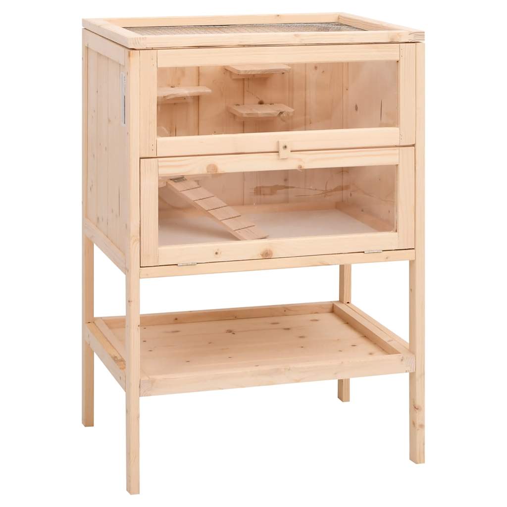 HKM-8582077 Wooden Hamster Cage with Accessories – Solid Fir Wood, Multi-Level Design, Spacious Habitats for Small Pets
