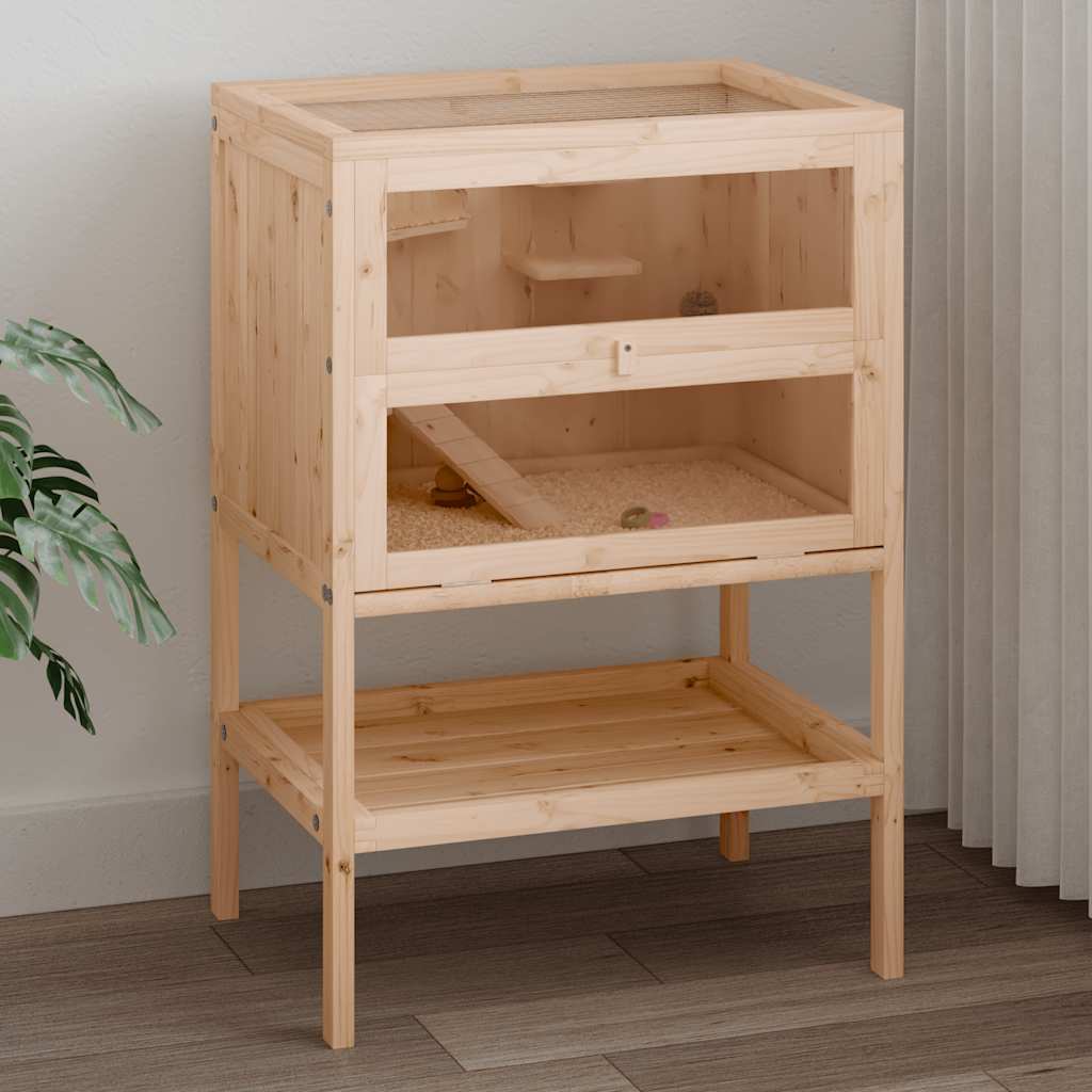 HKM-8582077 Wooden Hamster Cage with Accessories – Solid Fir Wood, Multi-Level Design, Spacious Habitats for Small Pets