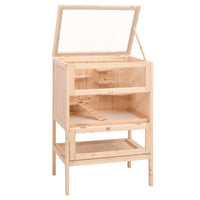 HKM-8582077 Wooden Hamster Cage with Accessories – Solid Fir Wood, Multi-Level Design, Spacious Habitats for Small Pets