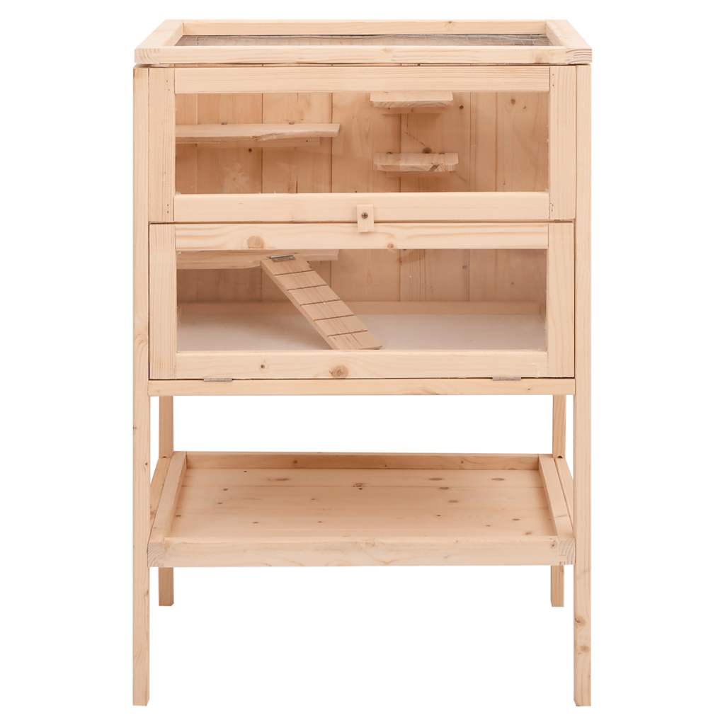 HKM-8582077 Wooden Hamster Cage with Accessories – Solid Fir Wood, Multi-Level Design, Spacious Habitats for Small Pets