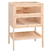 HKM-8582077 Wooden Hamster Cage with Accessories – Solid Fir Wood, Multi-Level Design, Spacious Habitats for Small Pets