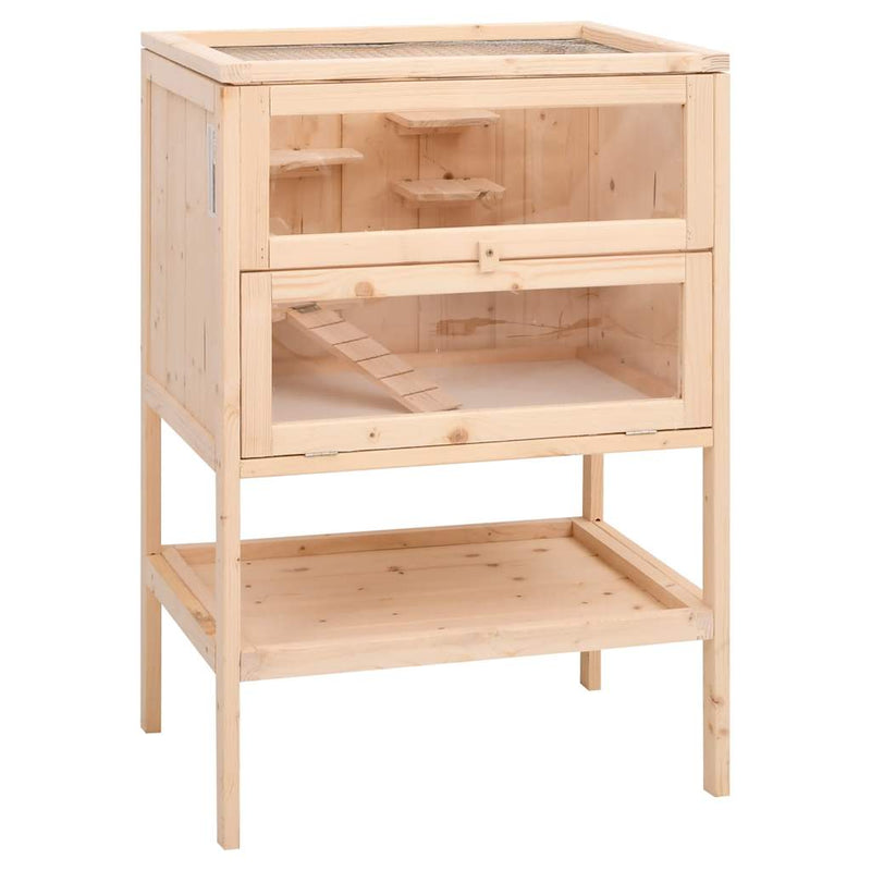 HKM-8582077 Wooden Hamster Cage with Accessories – Solid Fir Wood, Multi-Level Design, Spacious Habitats for Small Pets
