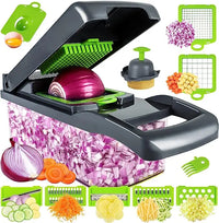 HKM-858259 13-in-1 Multifunctional Handheld Food Cutter and Vegetable Chopper with Interchangeable Blades