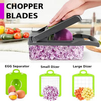 HKM-858259 13-in-1 Multifunctional Handheld Food Cutter and Vegetable Chopper with Interchangeable Blades