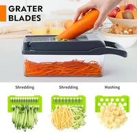 HKM-858259 13-in-1 Multifunctional Handheld Food Cutter and Vegetable Chopper with Interchangeable Blades