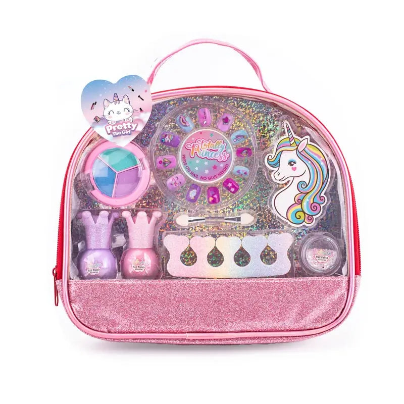 HKM-858323 Children's Makeup Set with Carrying Bag - DIY Dress-Up Accessories for Ages 4-9